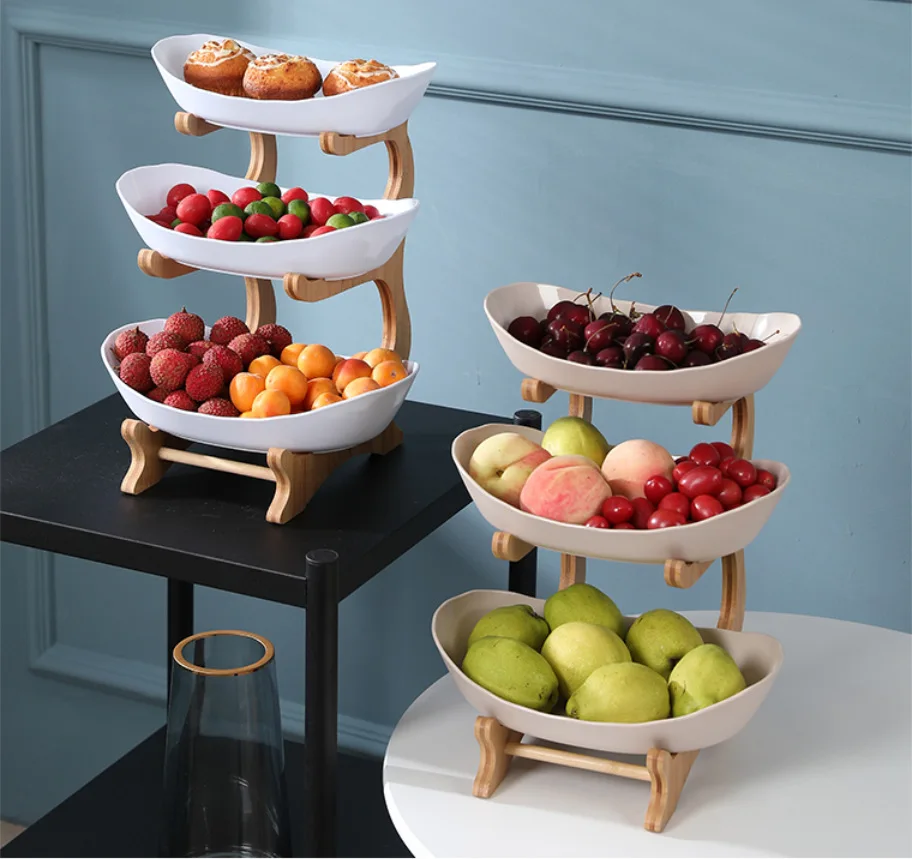 Best-selling fruit plate home living room plastic double three-layer dessert candy dried snacks nuts plate