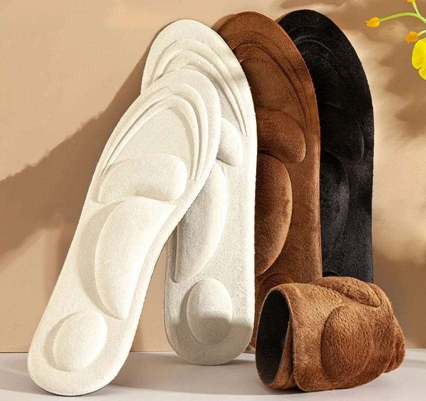 Warm Insole Plus Fleece Thickened Sweat Absorbing Warm Wool Cotton Shoe Insole For Men Women