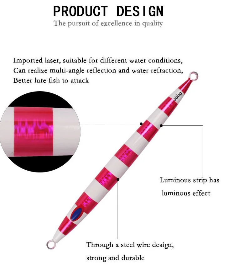 100g 150g 200g 250g 300g 400g 500g 600g 750g  Metal fishing lure fast sinking luminous glow vertical lead jig jigging lures B06