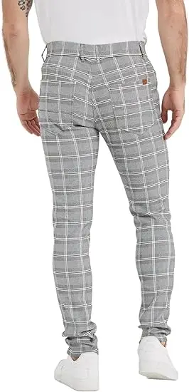 Wholesale Custom Slim Fit Stretch Plaid Dress Pants for Men Skinny Chino Pants Men Mens Chinos Casual Pants
