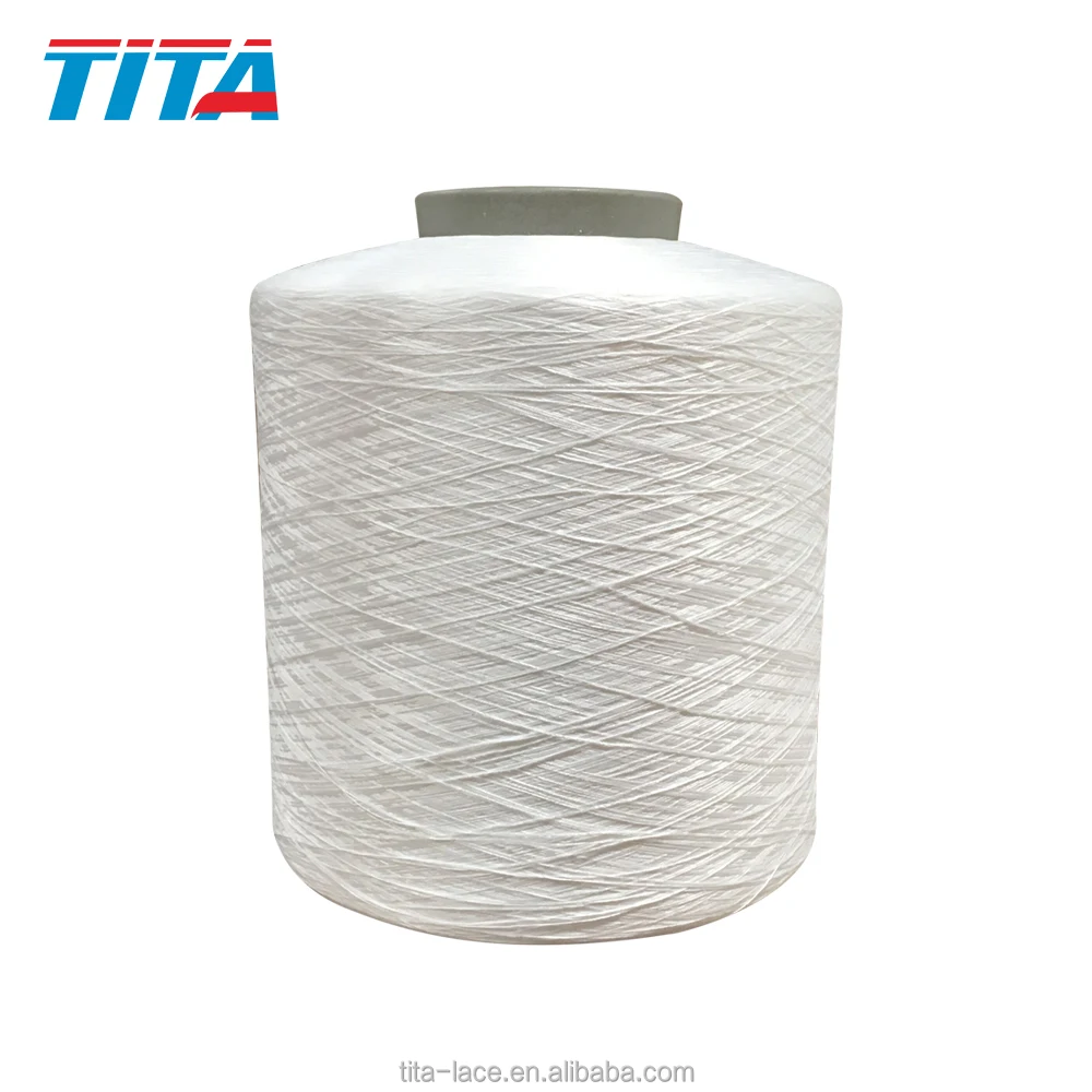 100% полиэфирная крученая пряжа основовященная FDY 90d/36f 600 tpm полуматовая необработанная белая