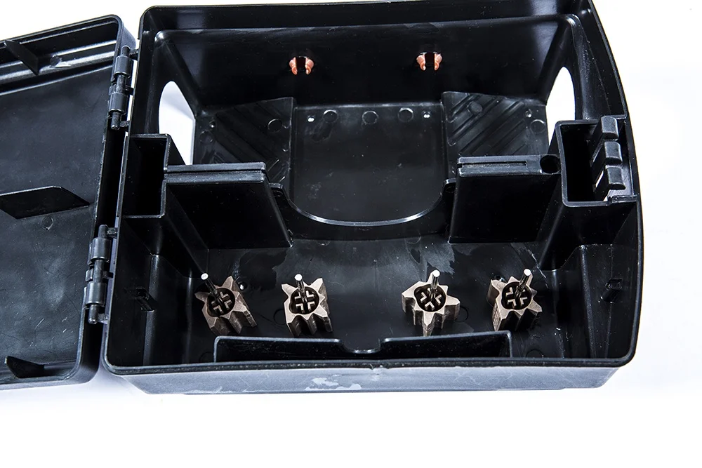 Solid Eco-Friendly Outdoor Rat Box Bait Station Pull-Off Lid Single Lock Flat Design Fits Impact Trap Rodent Control Indoor Use