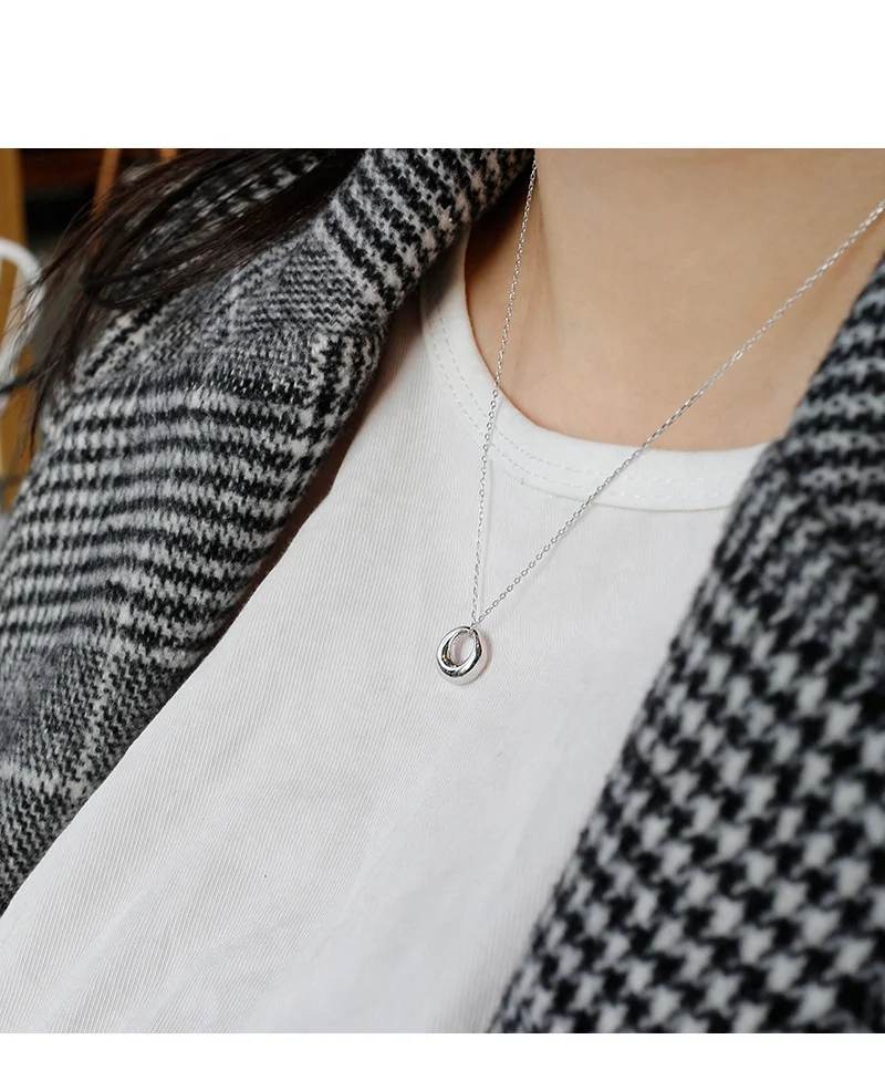 PUSHI 925 silver minimalist jewelry couple best friend pendant necklace choker women jewelry fashion necklaces