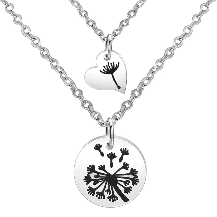 Fashion Jewellery 925 Sterling Silver Dandelion Necklace Mother Daughter Necklace Pendant