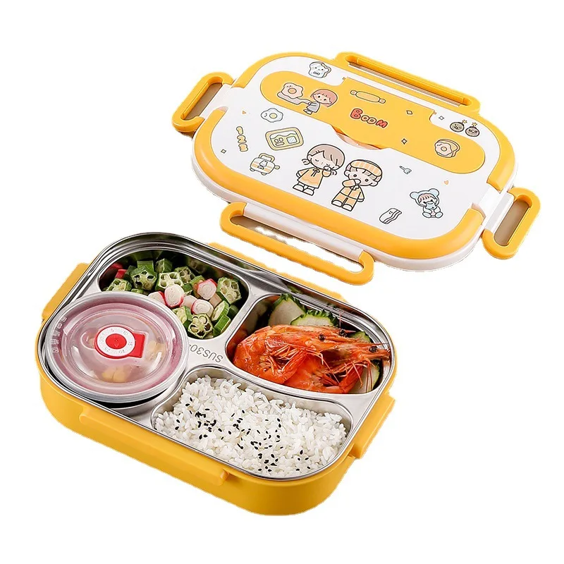 Eco Friendly Leakproof Reusable Sealed Compartment Lunch Box Stainless Steel Kids School Bento Box