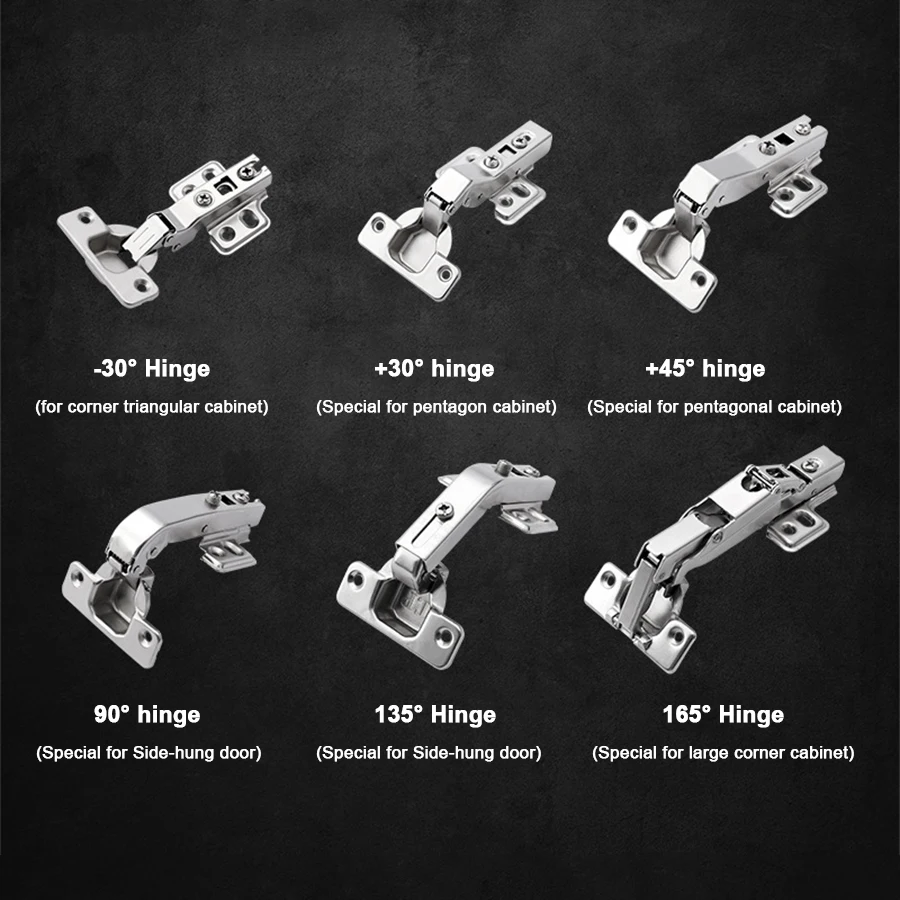 Special Angle 30 45 90 135 165 -30 -45 Degree Hydraulic Soft Close Cabinet Hinges for Furniture