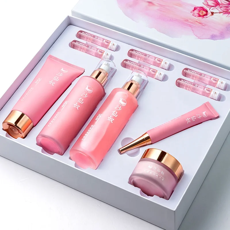 Private Label Pink Vegan Hydration 11-Piece Skincare Set Hydrating Anti-Aging Camellia Professional Facial Care Gift Set
