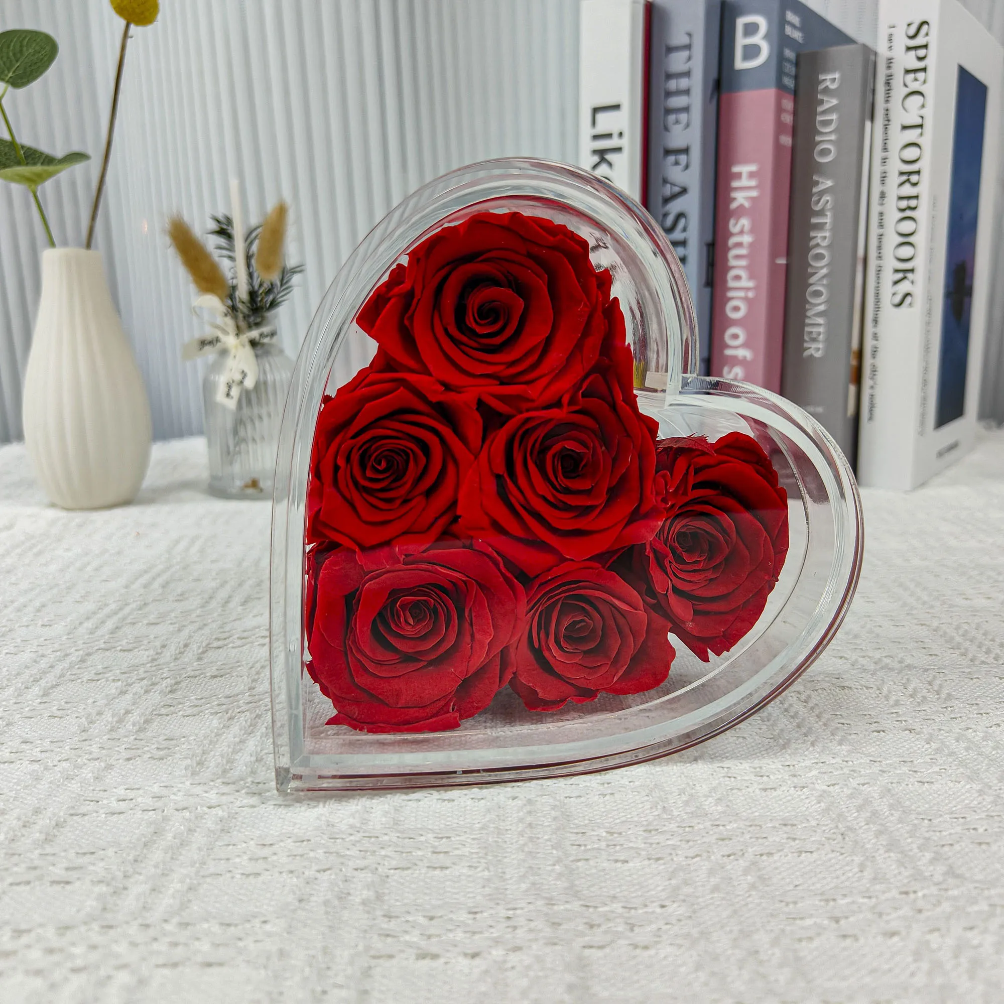 Wholesale High Quality Clear Box Transparent Acrylic Heart Flower Box for Flower Arrangement