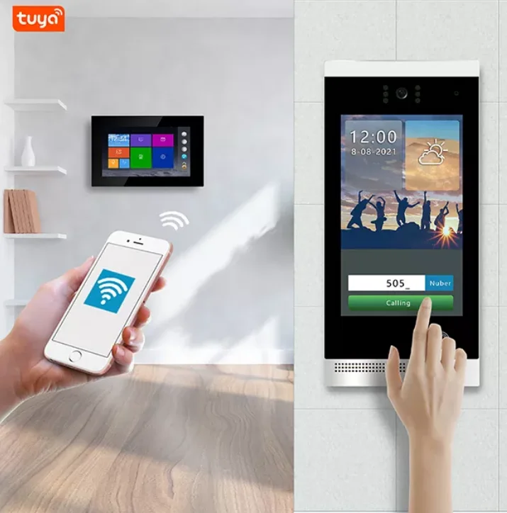 Android 8 дюймов TUYA домофон умный видео-телефон двери tcp/ip