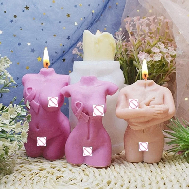 Bow Woman Epoxy Resin Candle Mold Silicone Human Body Embrace Angel Aromatherapy Plaster Mold DIY Soy Wax Mold Craft Decoration