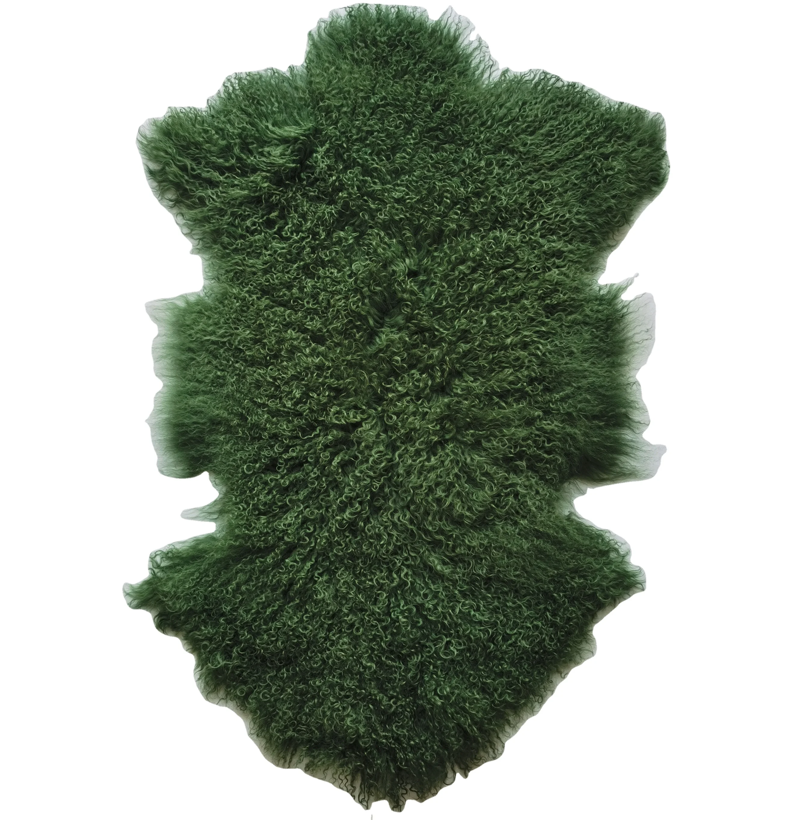 High Quality Dressed Tibetan Lambskin Fur Hide Long Curly Hair Mongolian Sheep Skin Fur Plate Wool Throw Fluffy Bed Throw