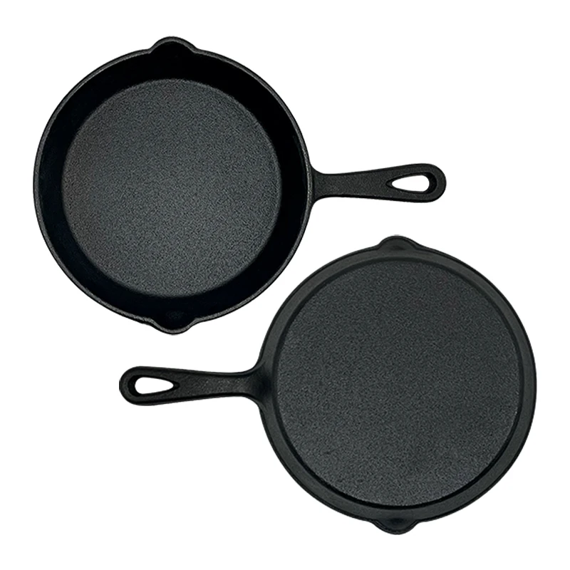 Pre Seasoned Cast Iron Non Stick Grill Pan wok fried Pan Kitchen Cooking Pizza Pan  For Home And Outdoor