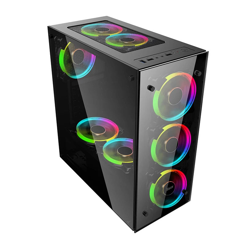 SAMA hot selling computer cabinet tempered glass atx gaming case power supply desktop case