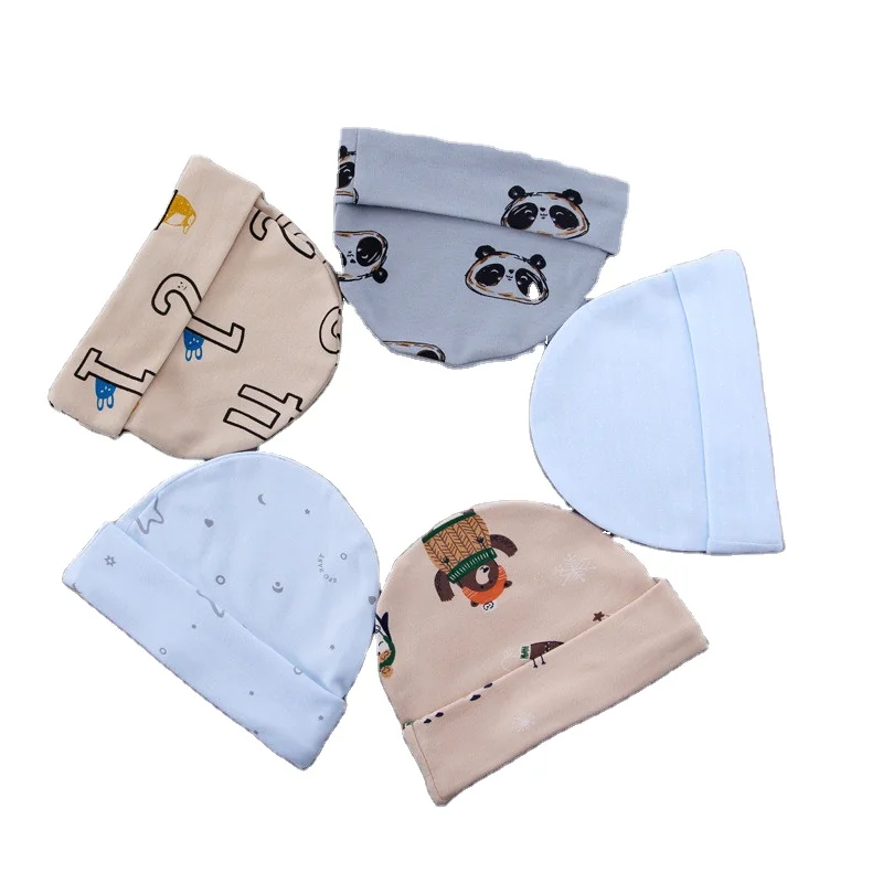 Factory Baby Hats 100% Cotton Baby Beani Stock Hats Printed Infant Hats Girls Boys Caps Flower Color
