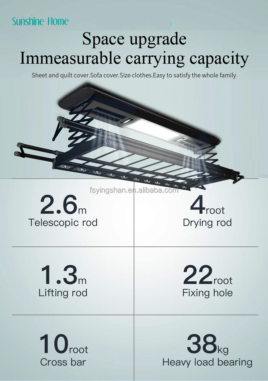 YG-1709B luxury  lifting automated ceiling mounted aluminum laundry drying rack electric clothes dryer hanger balcony