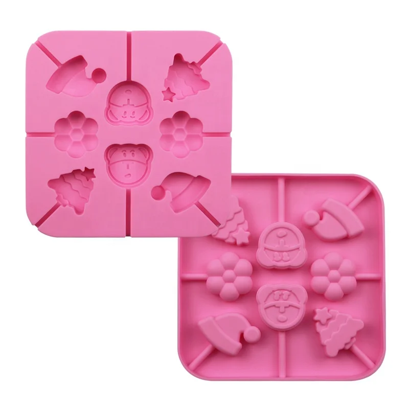 8 cavity square food grade silicone round Lollipop Candy Chocolate cake mould diy candy mold lollipop mold Christmas tools
