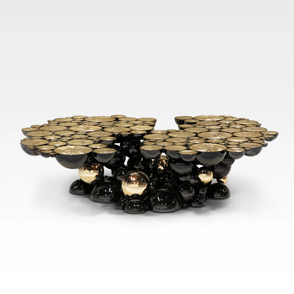 High quality Modern Living room modern luxury Black stainless steel and brass rotate round furniture console table