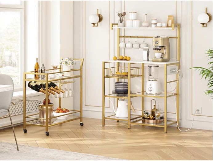 Multi-purpose bedroom furniture kitchen furniture toughened glass bread rack with 4 s-hook