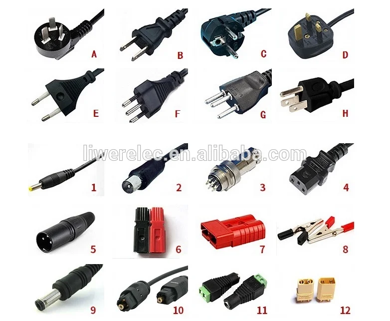 Two wheels 36v 2a balance battery charger with female 3 hole connector for Scooter, Segway, Hoverboard