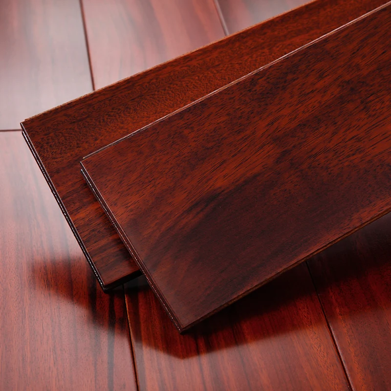 Traditional residential wood flooring 610mm length solid wood OKAN red color wood flooring for kitchen