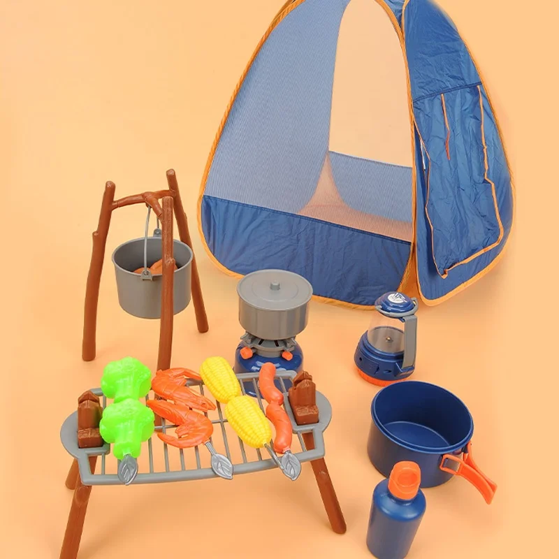 Outdoor Pretend Play 2-in-1 Flashlight-lantern Adventure Camping Gear Tool Set Toy Camping Lamp for Kids Little Explorer