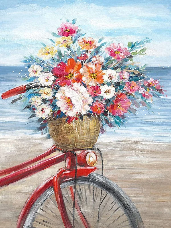 FIYO Flower Bicycle DIY 5D Diamond Painting Full Drill Kits Home and Kitchen Fashion Crystal Rhinestone Cross Stitch