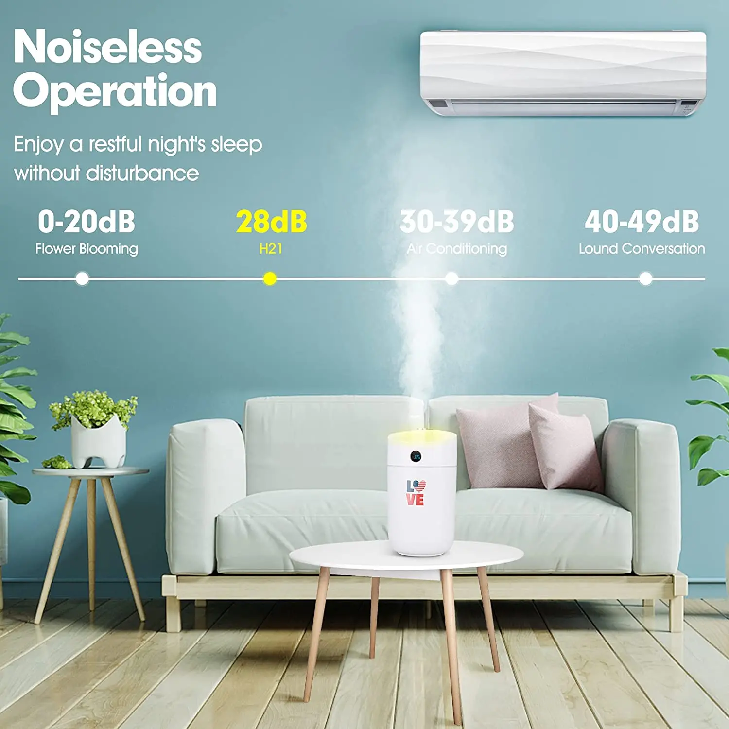 3L Big Capacity Automatic Diffuser Quiet Operation 7 Colors Night Light Adjustable Mist Mode Double Nozzle Humidifier