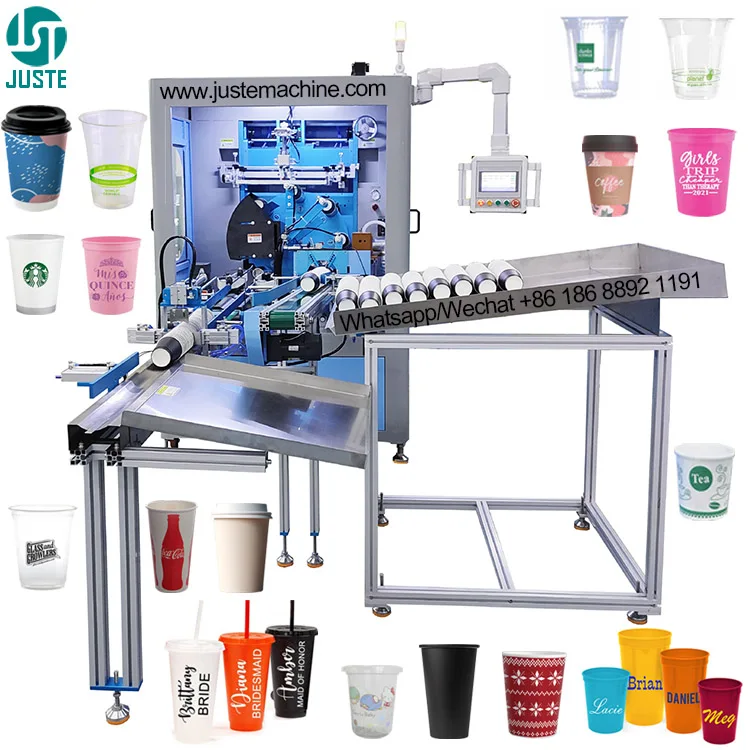 Curve Screen Printer Industrial Cheap Price 6 Color Oval Automatic Rotary System Silk Screen Printing Machine For Paper Cup Sale