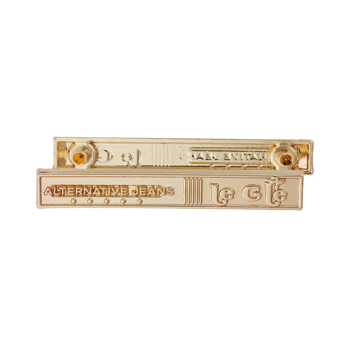 JinYi Hardware Manufacturer Engraved Brand Logo Design Plating Garment Labels Custom Zinc Alloy Clothing Metal Labels