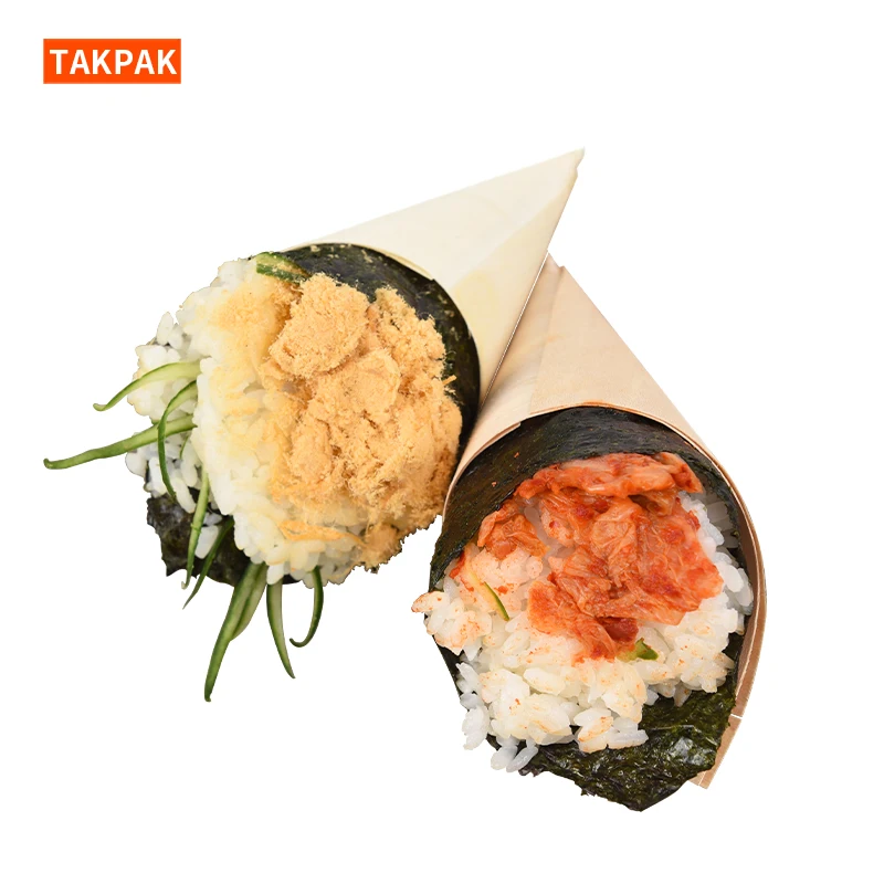 Eco-friendly High quality Food Fruit Ice Cream Food Container Sushi Plates Wooden Cones Snack Plate