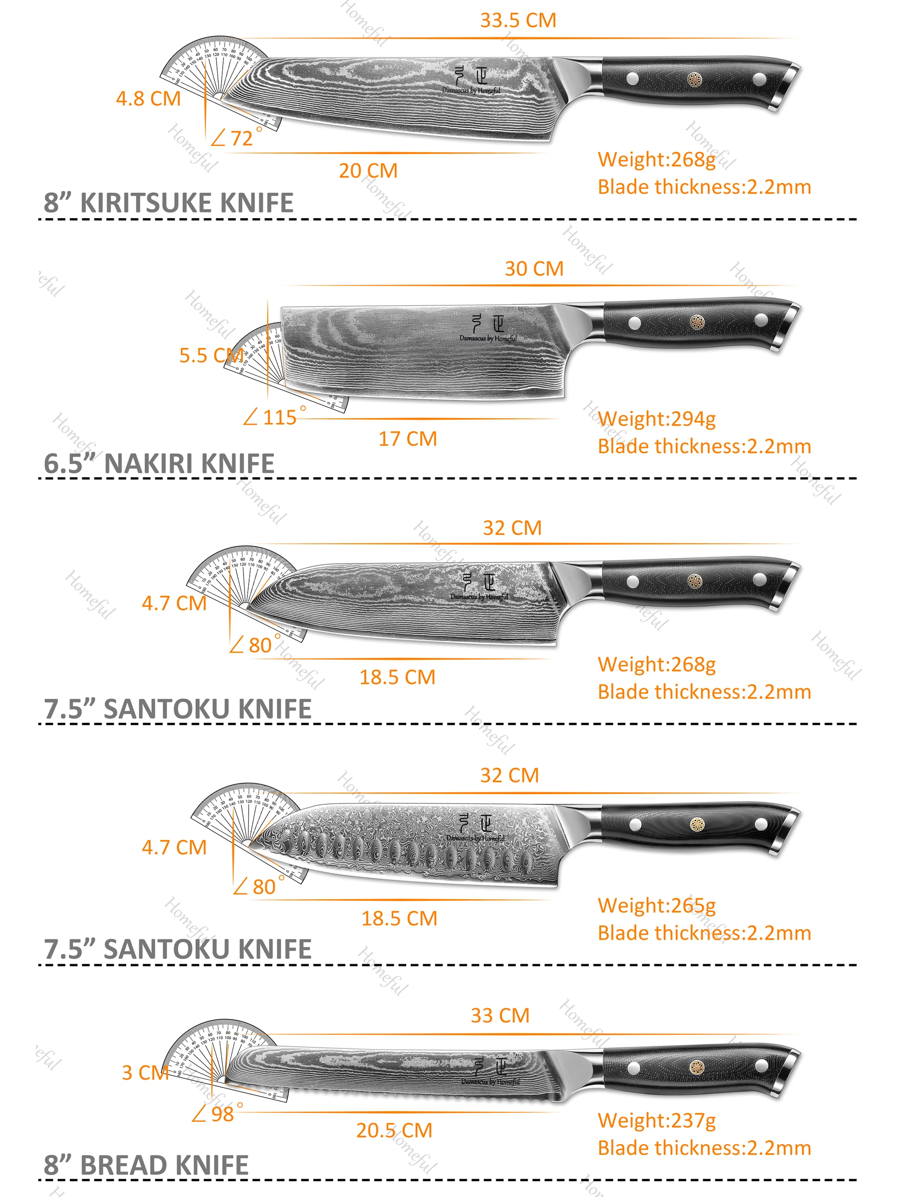 Factory Direct Sale 67 Layers Blade VG10 Damascus santoku chef Knife Damascus steel kitchen knife