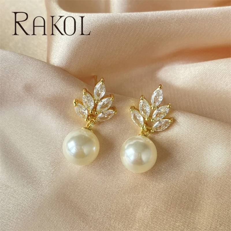 RAKOL EP499 18K Gold Freshwater Pearl Zircon Custom Good Quality Fashion fine Jewelry