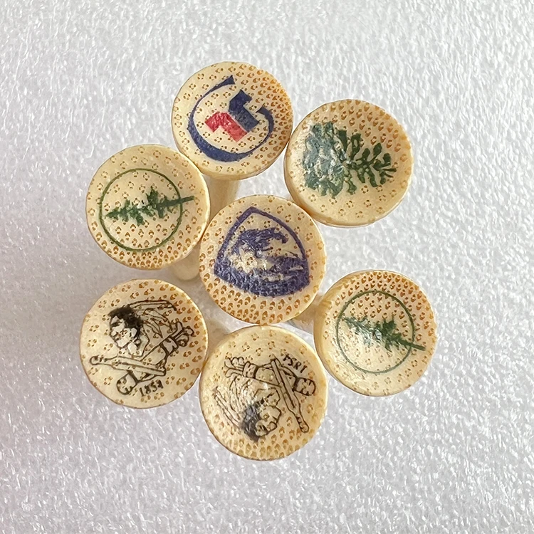 Hot selling kraft bag package 70mm /83mm Natural bamboo Golf Tees with custom logo on top