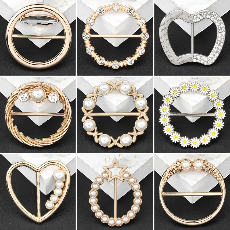 hot sale Silk Scarf Ring T-shirt Tie Clips,Fashion Metal Round Circle Clip Buckle Clothing Ring Wrap Holder for Women