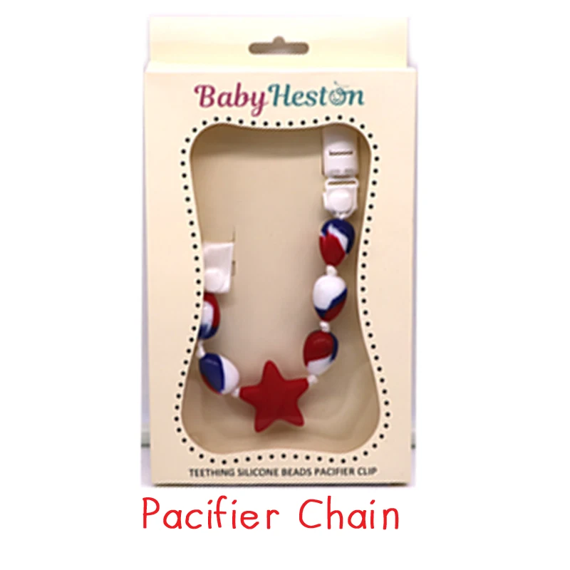 Chewable Soft Baby Pacifier Clip Beads Teether Toys Silicone Pacifier Clip