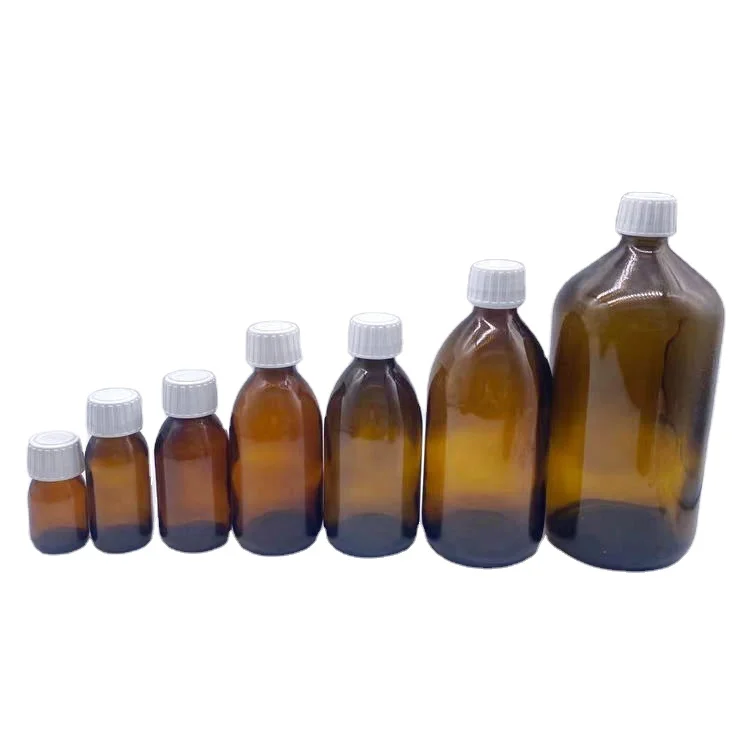 Shandong Factory Hot Sale 30ml 60ml  100ml 125ml 150ml 250ml 500ml Amber Glass Bottle For Syrup with aluminum screw cap