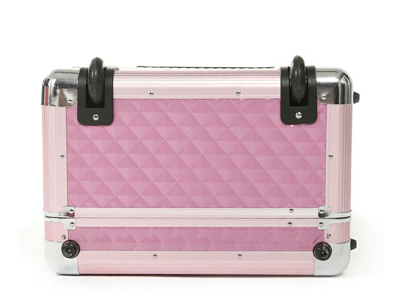 High quality class customized black trolley aluminum devices demo trunk case with wheels