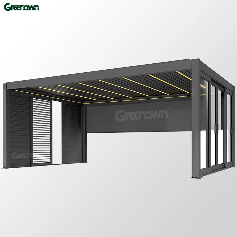 6x3 m Pergolas Bioclimatica Para Exterior Remote Control Louvered Roof Pavilion Pergola Attached to House