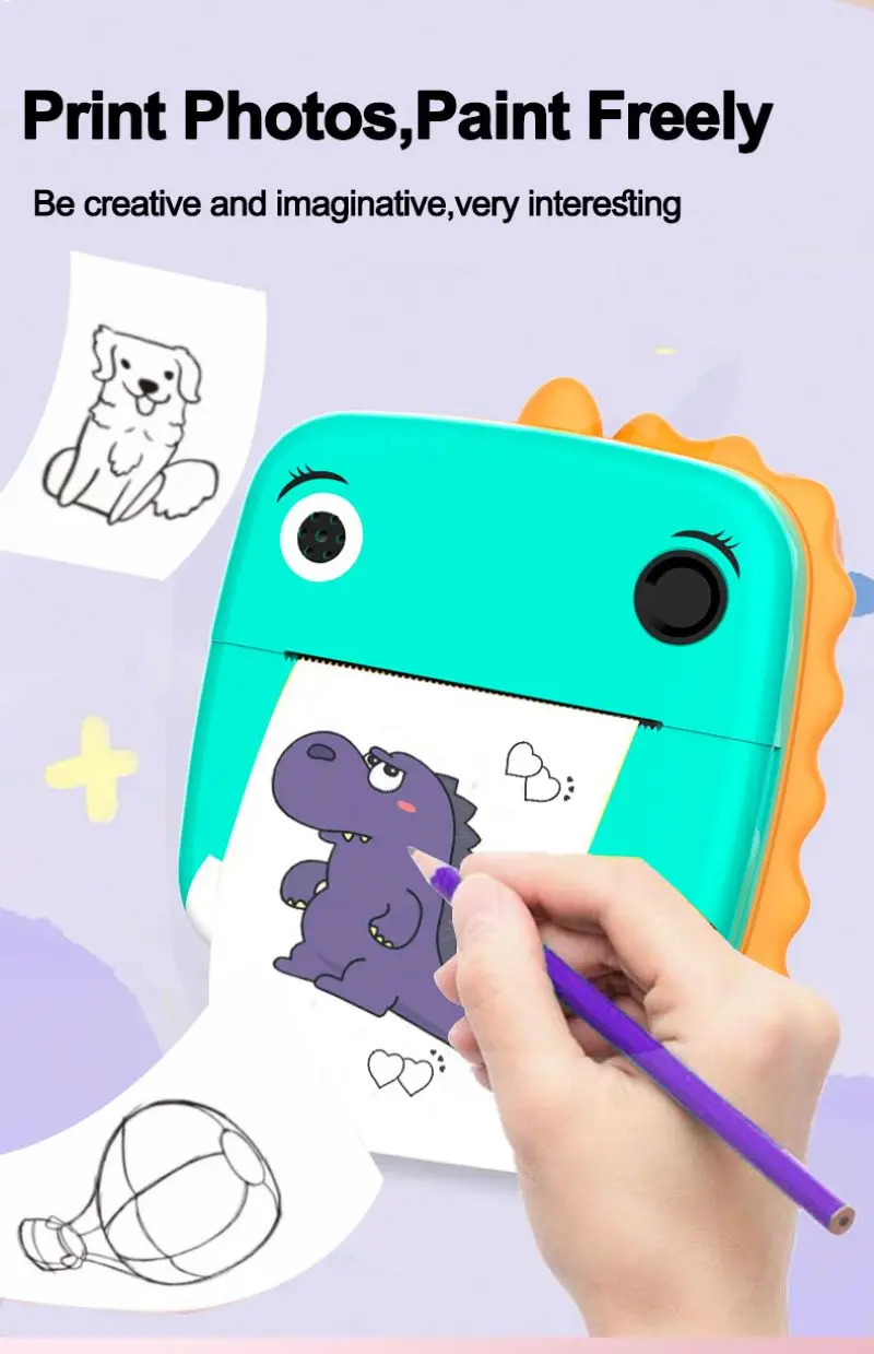 2.4inch HD Display Dual Cameras Instant Shooting and Printing Children Camera  24Million Pixels A20 Photo Printing Video Camera