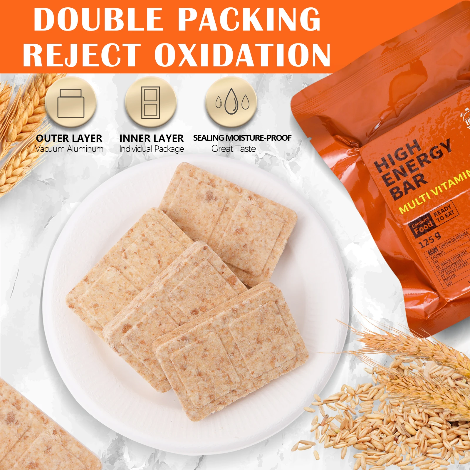 Ready to eat emergency ration food for outdoor supplies multivitamin biscuits