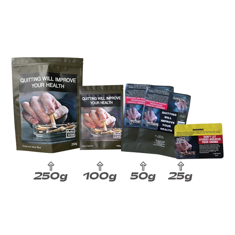 wholesale UK australian standards walter 25g 50g cigar tobacco GV leafs package pouch with ziplock plastic bags
