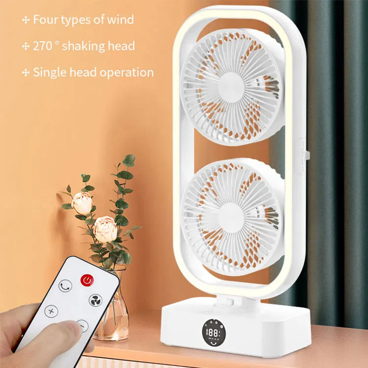 2022 Hot Selling USB Rechargeable Power Bank LED Light Electric Remote Control Fan