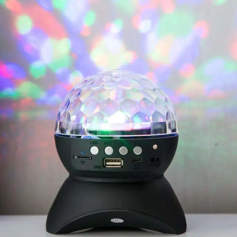 LED Stage Light With Wireless Speaker for Party Bar Club Rechargeable RGB Crystal Magic Ball Light Disco Light