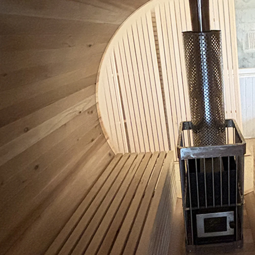 Classic Barrel Sauna with Modern Upgrades 3-Person, Hemlock, Electric Furnace, Affordable Pricing