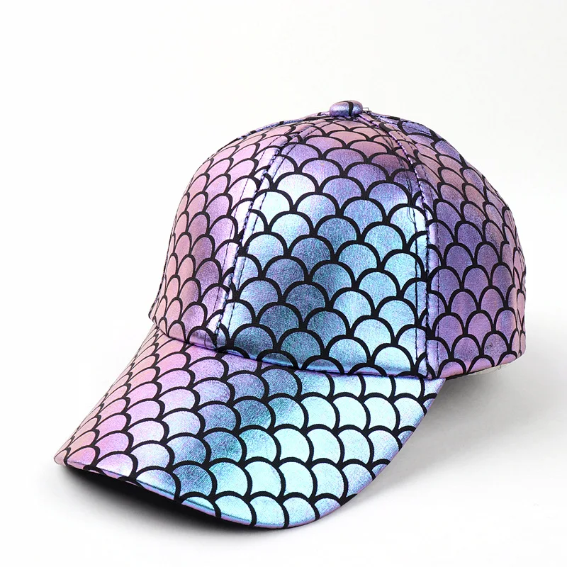 Wholesale Summer Hat Sunshade Fashion Gorras Women Party Hat Shinny Fish Scale Sequins Baseball Caps