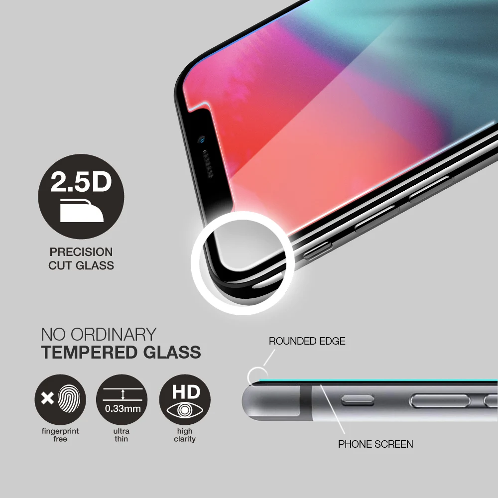 
For iPhone 11 PRO Tempered glass film with 99.99% High-definition clear hydrophobic and oleophobic screen coating 