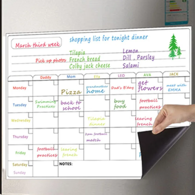 Fridge Custom Stain Resistant Fridge Magnet Calendar Dry Erase Witheboard Weekly Planner OEM Customized Single Packaging Custom