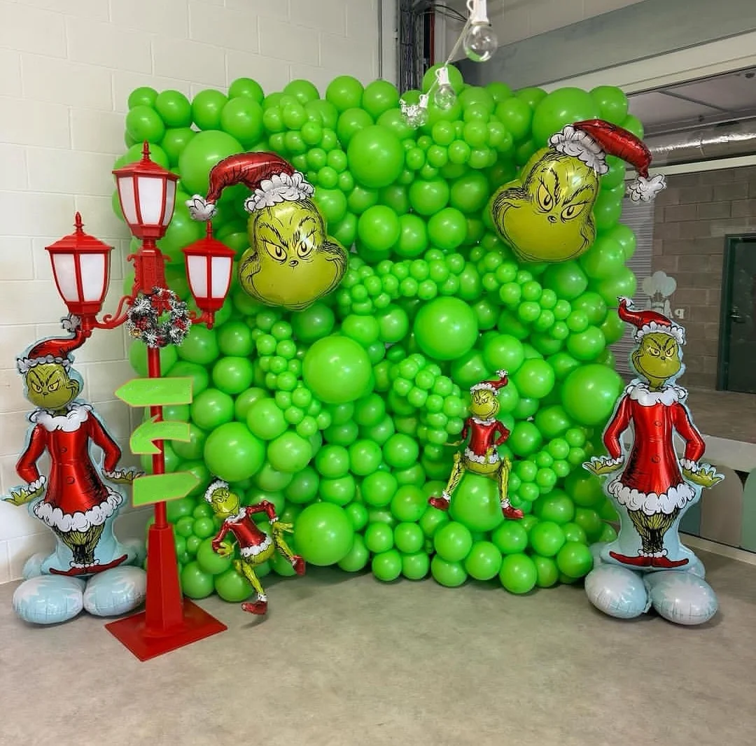 Green red white chrome latex foil balloon led light arch garland kit for merry christmas new year partyneeds supplies decoration