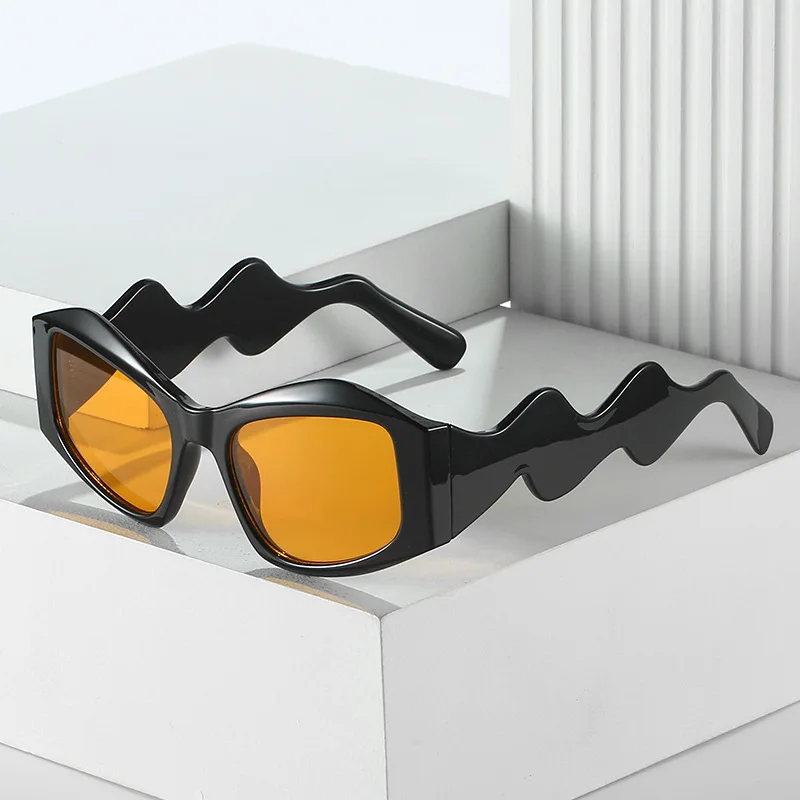 NWOGLSS 9197 New Fashion Sun Glasses Custom Wave Leg Trendy Designer Sunglasses