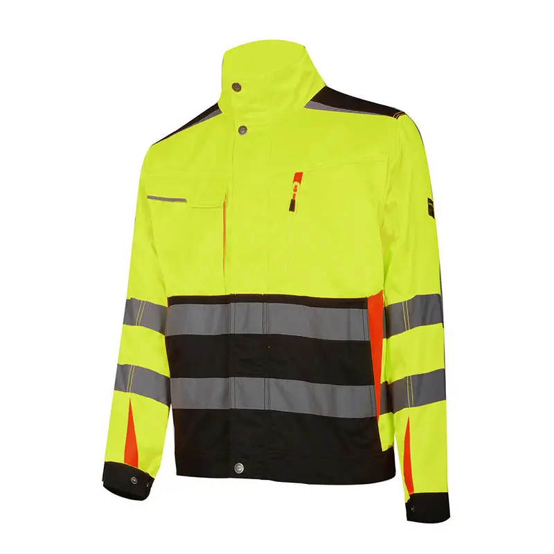 Custom Hi-Vis Yellow Reflective winter Jacket Two Piece Workwear
